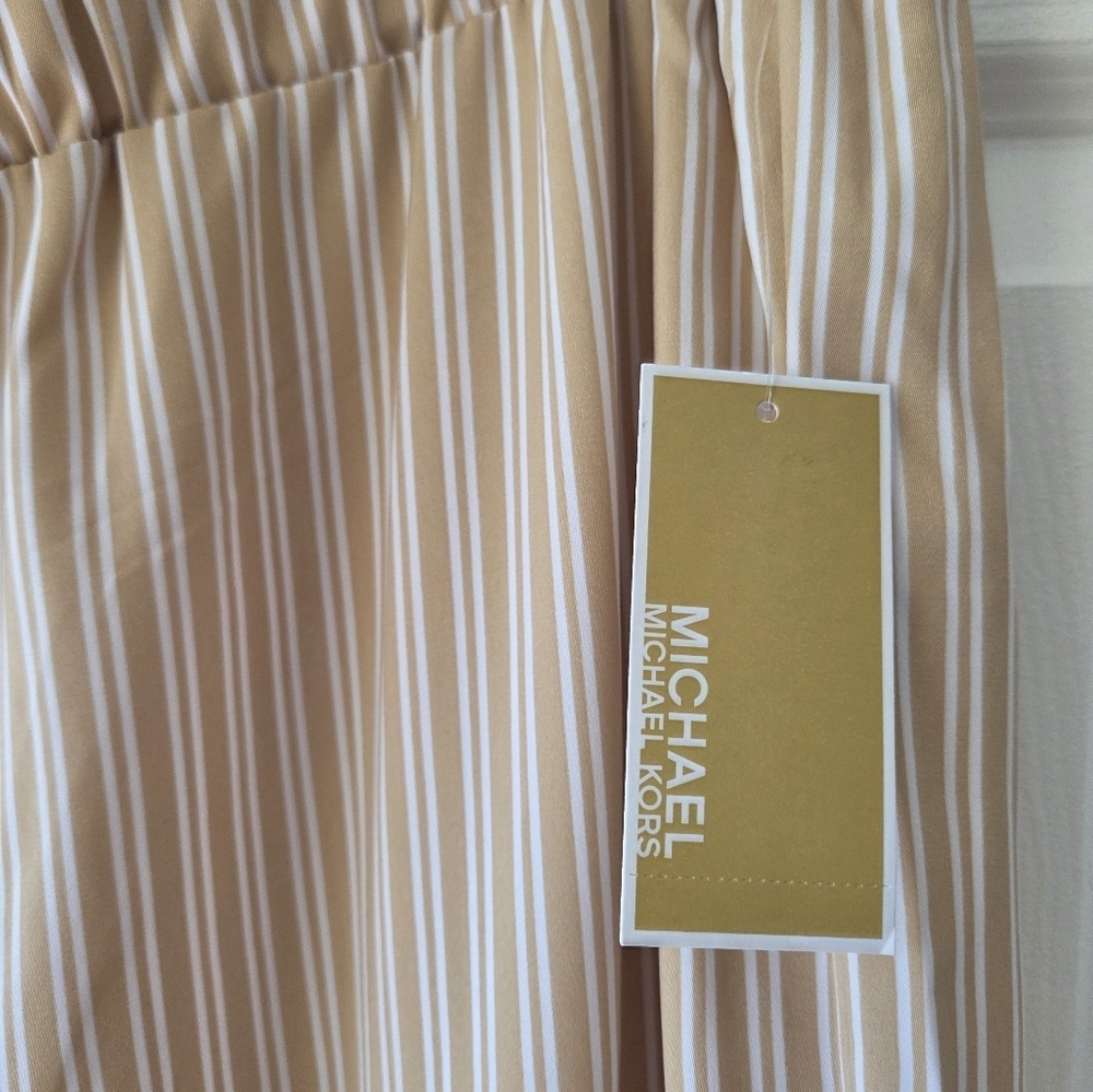 Michael Kors PJ Pants Size Large Stripes Tan NWT $110 - Picture 7 of 8